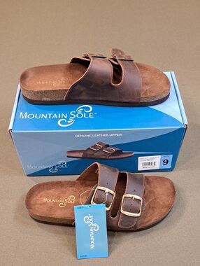 Mountain Sole Womens Double Buckle Sandal - Color: Brown - Size: 9